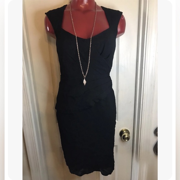 Anthropologie MAPLE Some Odd Rubies Black Drape Dress Size 2- Lined Peplum - Picture 1 of 12